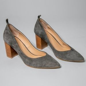 Anthropologie Grey Suede Block Heels
